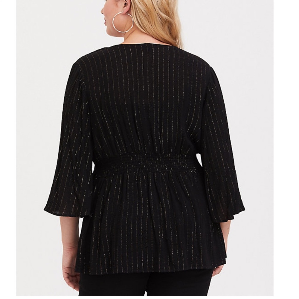 Torrid black gauze smocked babydoll blouse Size 2X - Picture 2 of 8